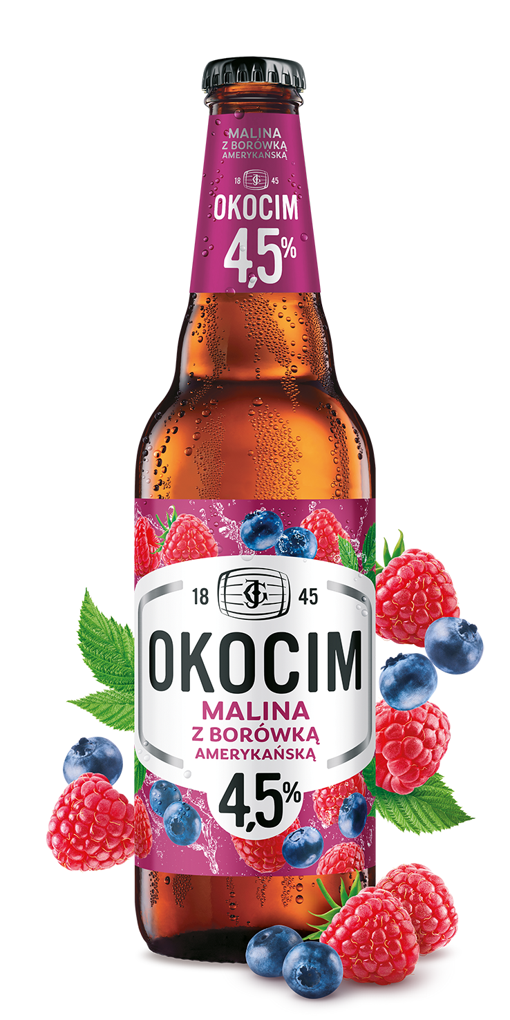 OKOCIM MALINA z BORÓWKĄ AMERYKAŃSKĄ Piwo (cena zawiera 1 zł kaucji za butelkę)