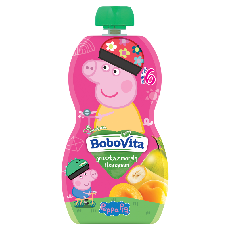 BOBOVITA Mus gruszka z bananem i morelą po 6 miesiącu Świnka Peppa