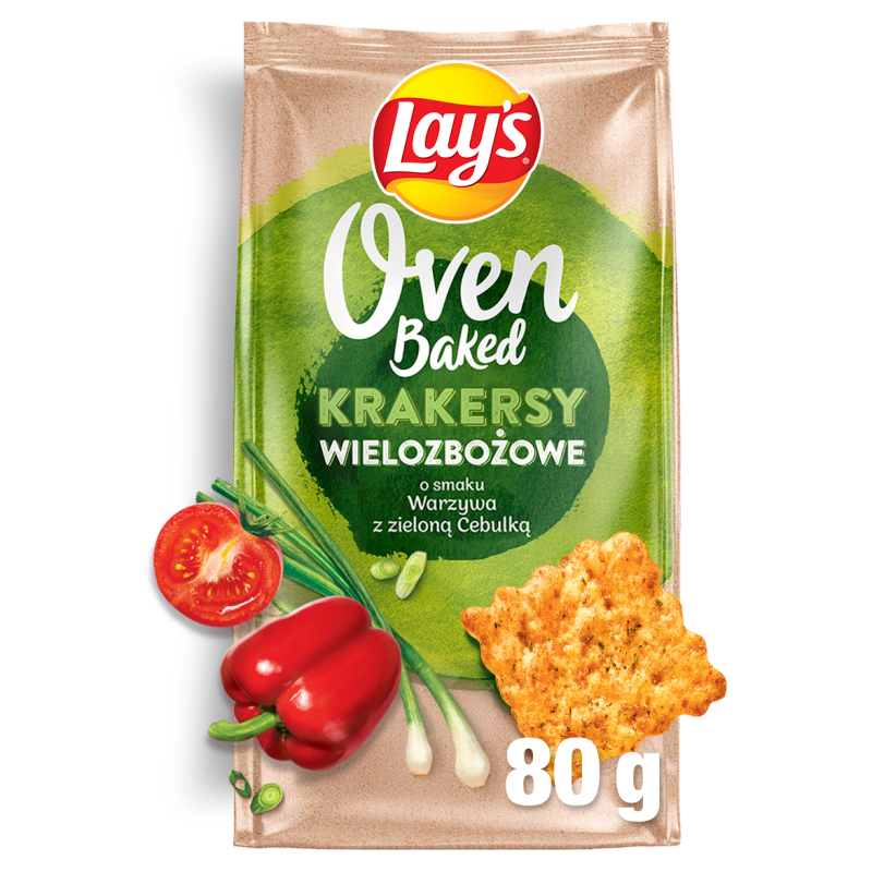 LAY'S Oven Baked Krakersy wielozbożowe o smaku warzyw z zieloną cebulką frisco.pl