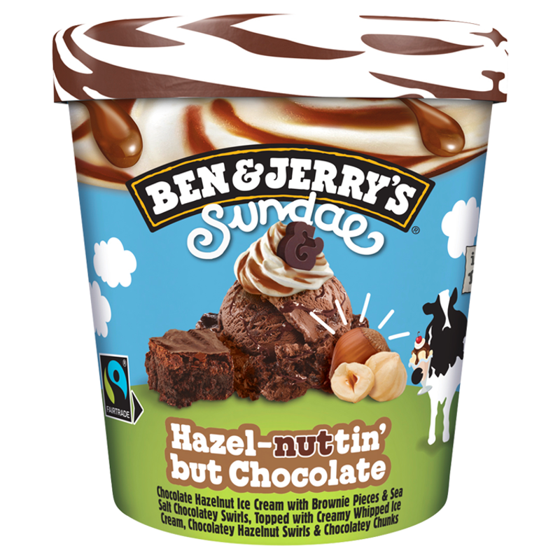 BEN&JERRY'S Lody o smaku czekolady i orzechów laskowych z kawałkami brownie i sosem