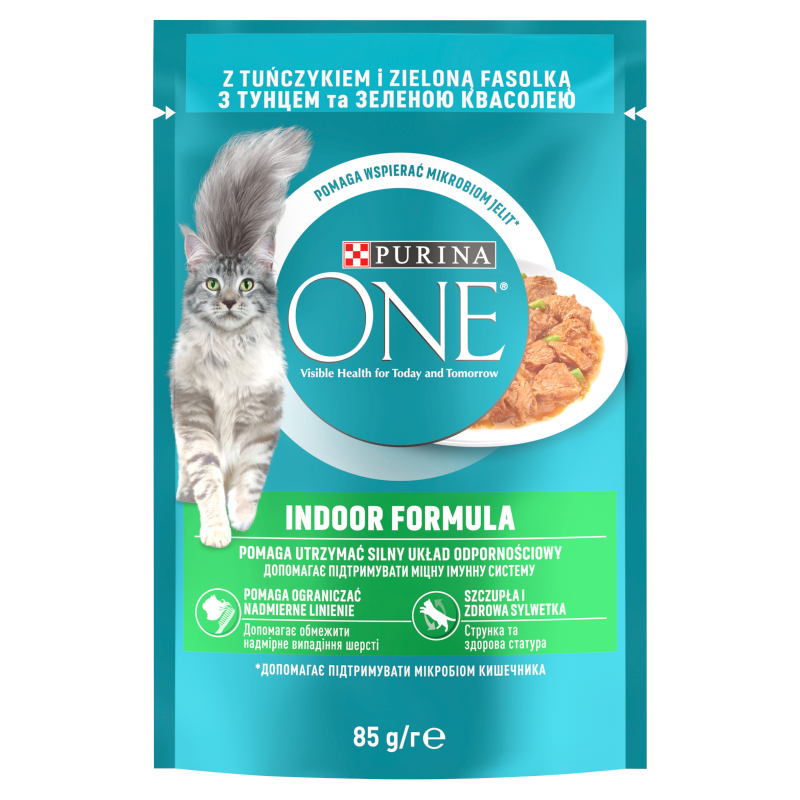PURINA ONE Indoor Formuła Pokarm dla kota Tuńczyk i Zielona Fasolka frisco.pl
