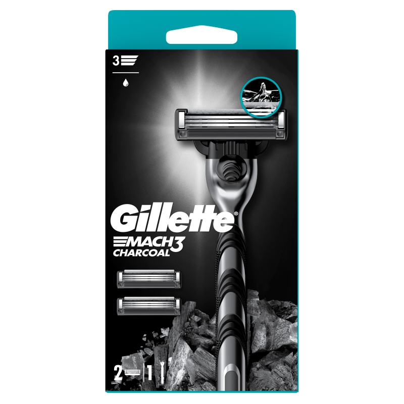 GILLETTE Mach3 Charcoal Maszynka do golenia dla mężczyzn 1 maszynka + 2 ostrza frisco.pl