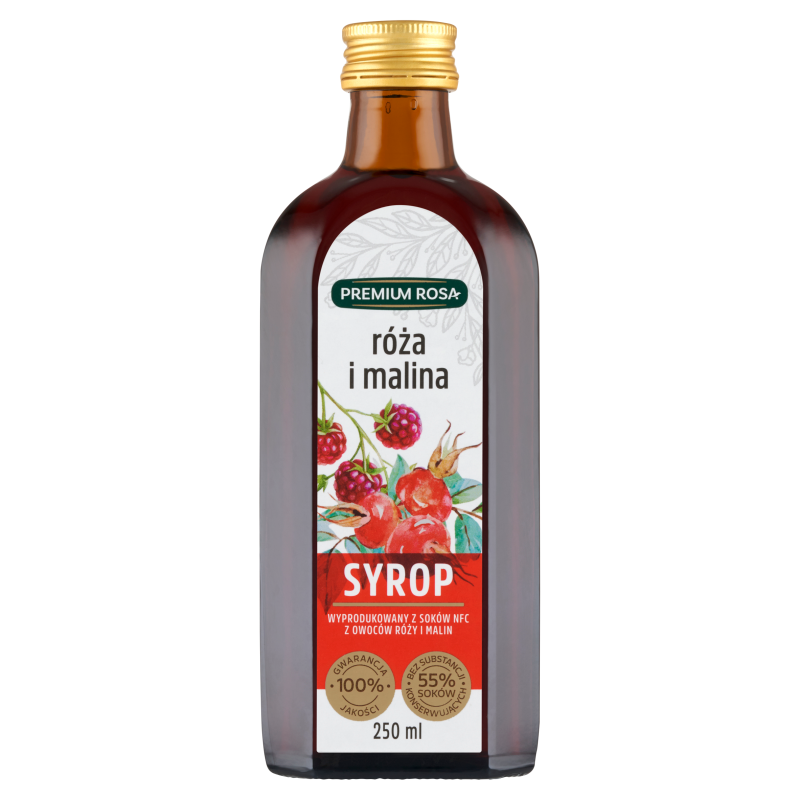 PREMIUM ROSA Syrop z dzikiej róży i malin o obniżonej zawartości cukru