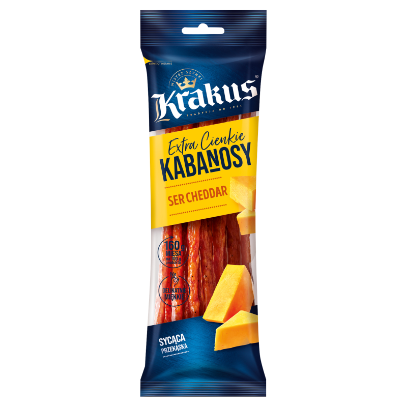 KRAKUS. Kabanosy drobiowo-wieprzowe z serem cheddar