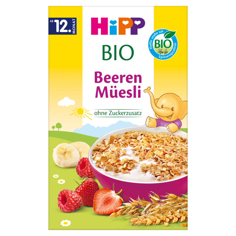 HIPP BIO Musli Truskawki-Maliny, od 12 miesiąca