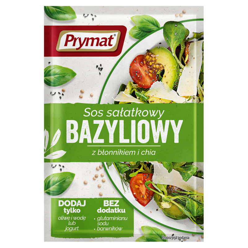 PRYMAT Sos sałatkowy bazyliowy z błonnikiem i chia