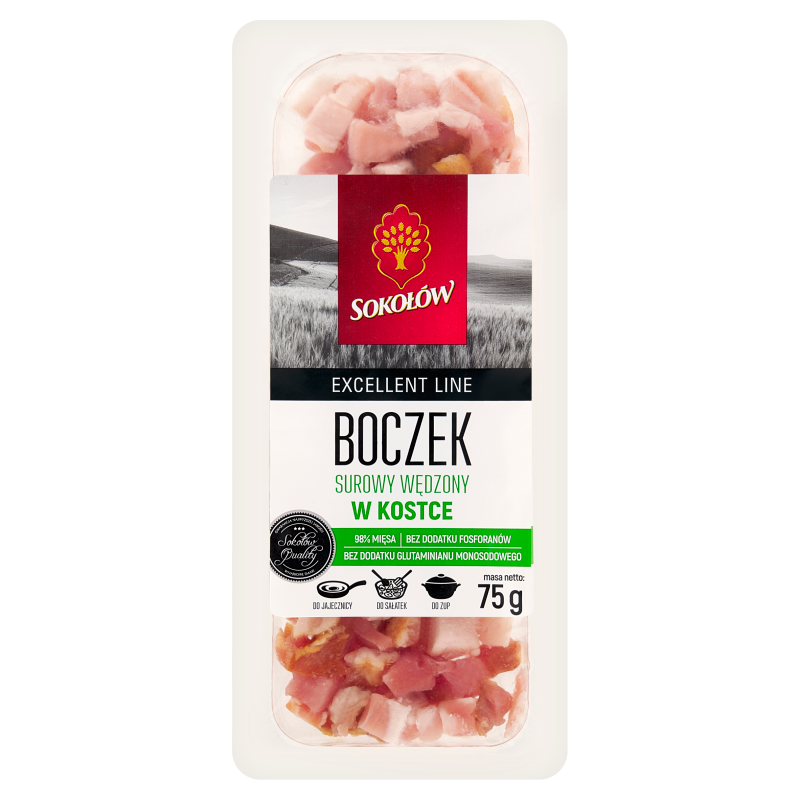 SOKOŁÓW Excellent Line Boczek surowy wędzony w kostce frisco.pl