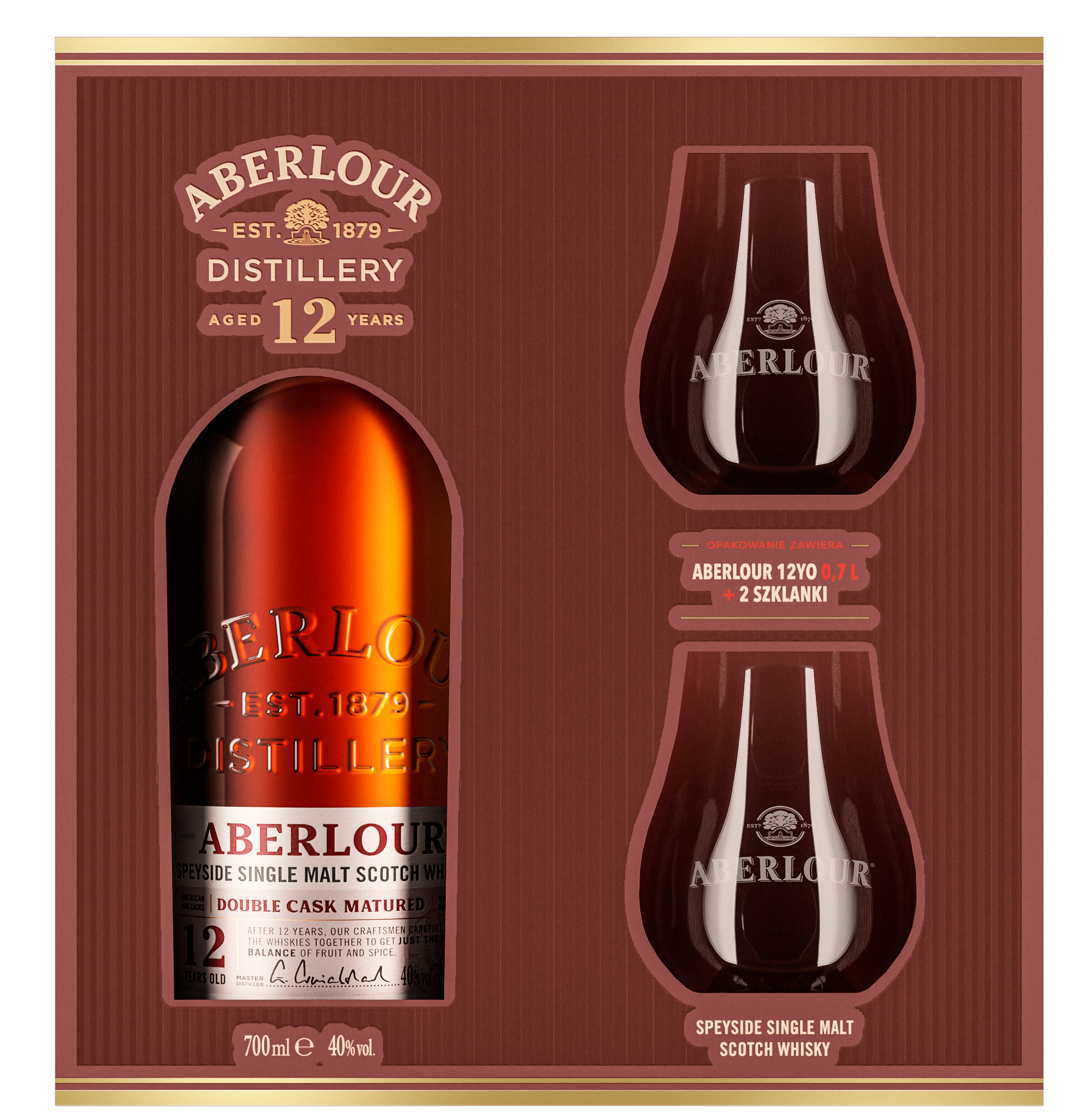 ABERLOUR 12 YO Whisky + 2 szklanki