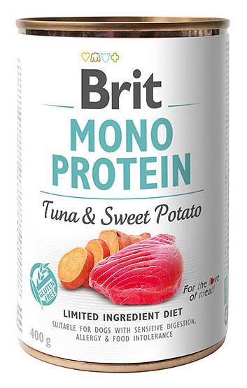 BRIT Mono Protein Mokry pokarm dla dorosłych psów wszystkich ras z tuńczykiem i słodkimi ziemniakami, puszka