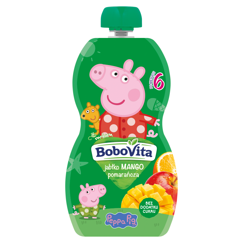 BOBOVITA Mus jabłko, mango, pomarańcza po 6 miesiącu Świnka Peppa frisco.pl