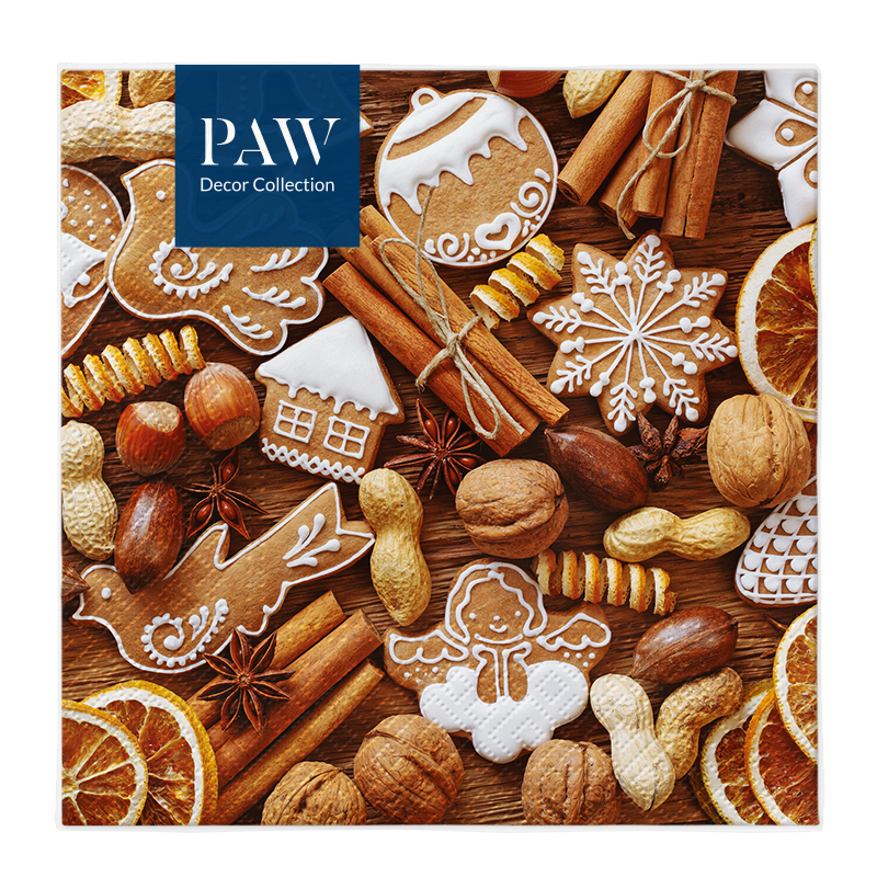 PAW DECOR COLLECTION Serwetki z bibuły 3-warstwowej Rustic Gingerbread