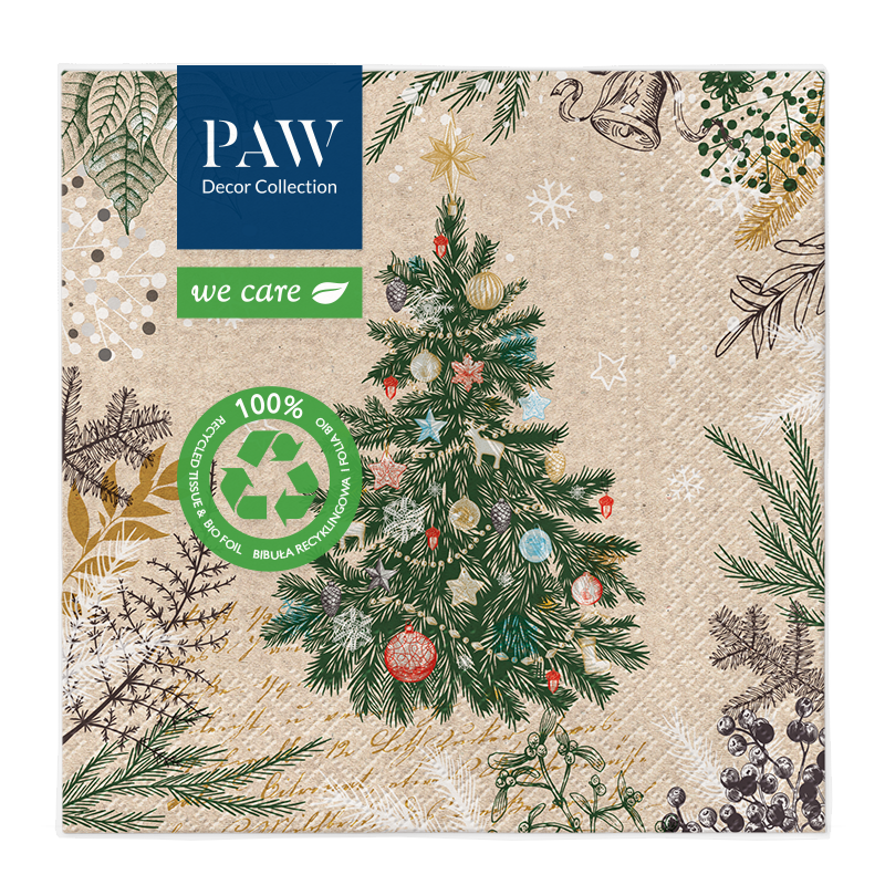 PAW DECOR COLLECTION Serwetki z bibuły 3-warstwowej Vintage Christmas Tree