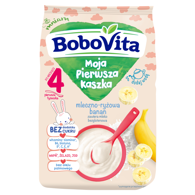 BOBOVITA Moja Pierwsza Kaszka mleczno - ryżowa banan dla niemowląt po 4 miesiącu frisco.pl