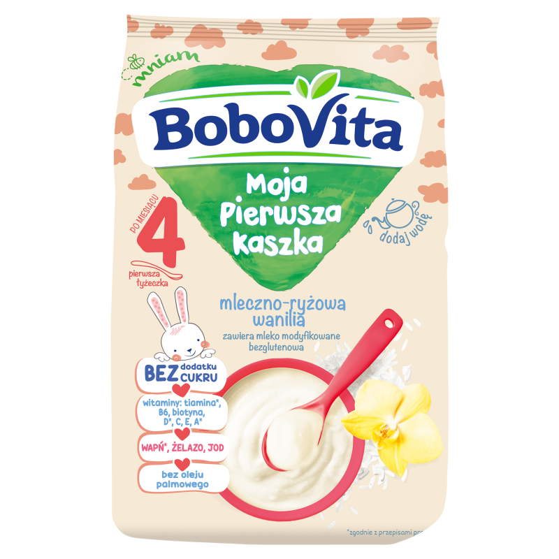 BOBOVITA Moja Pierwsza Kaszka mleczno - ryżowa wanillia dla niemowląt po 4 miesiącu frisco.pl