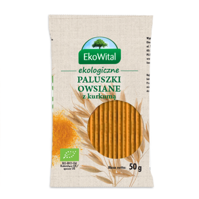 EKO WITAL Paluszki owsiane pełnoziarniste z kurkumą BIO