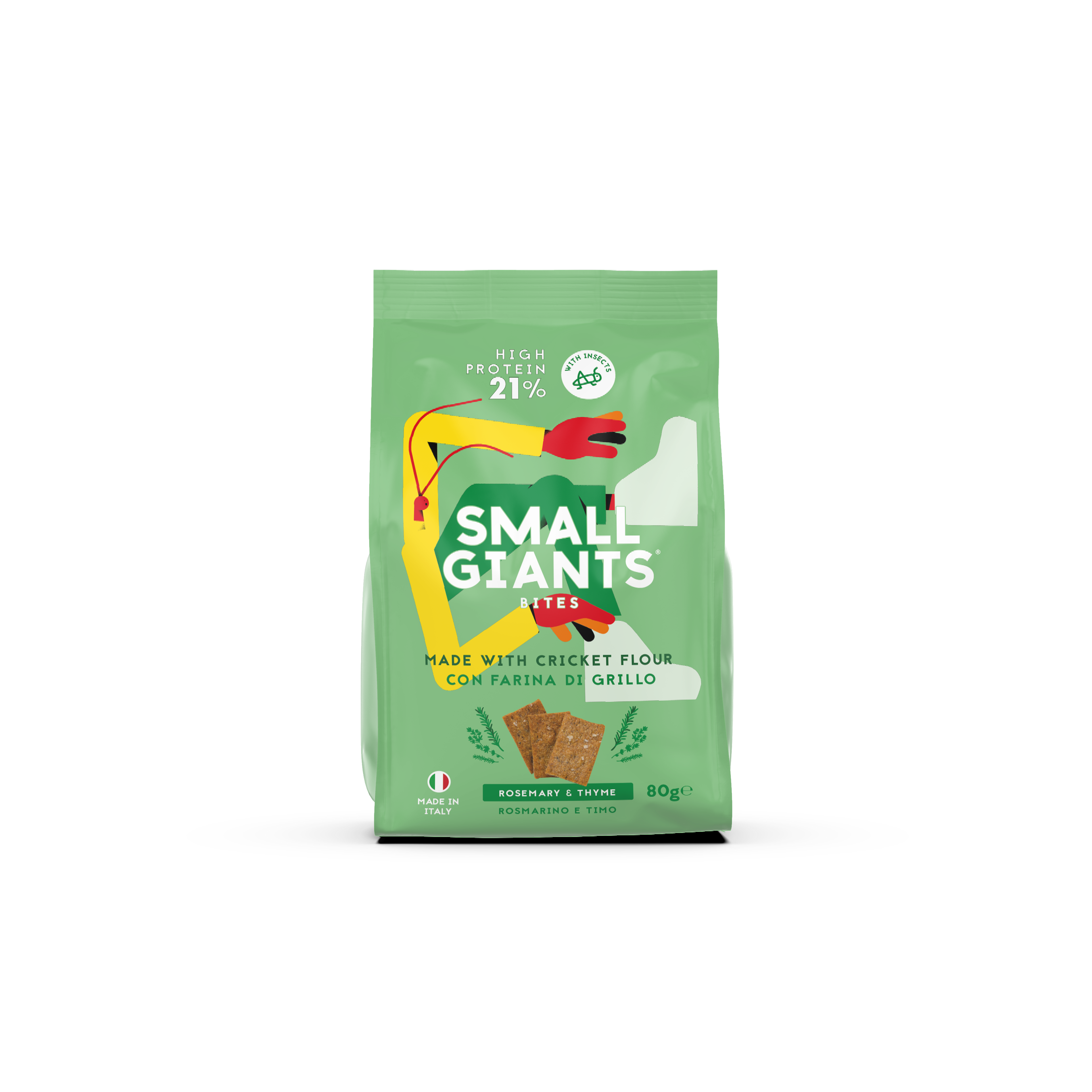 SMALL GIANTS Krakersy o smaku pizzy z mąka ze świerszczy