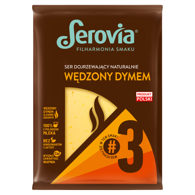SEROVIA Ser żółty dojrzewający naturalnie wędzony dymem (plastry)