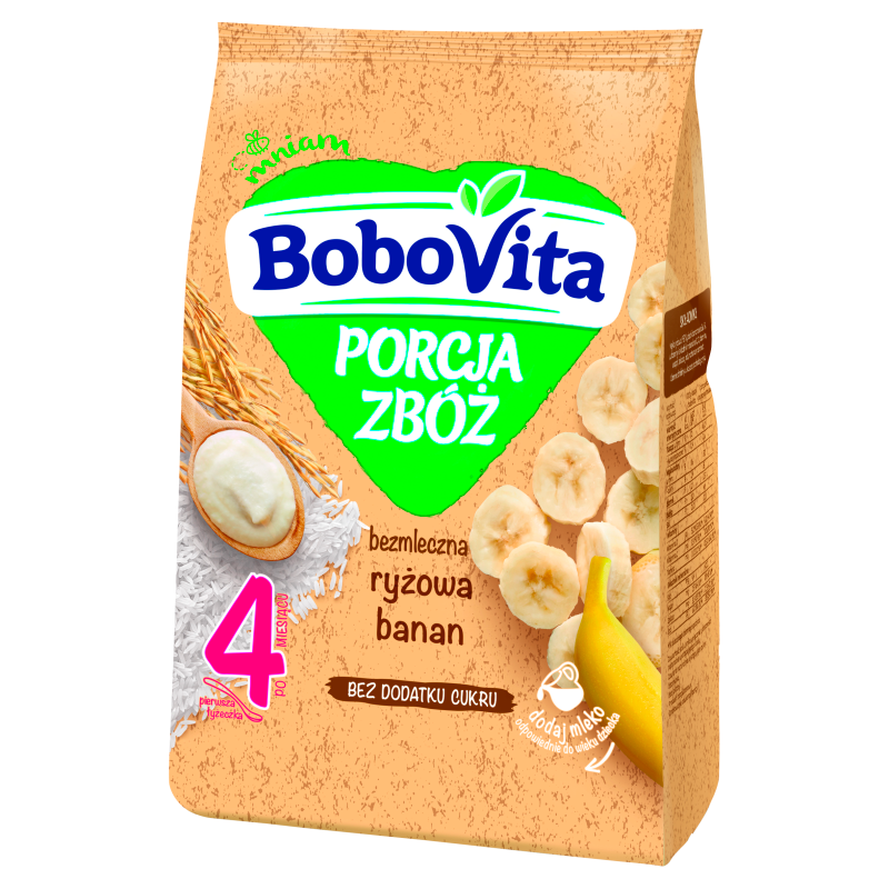 BOBOVITA Porcja Zbóż Kaszka porcja zbóż bezmleczna banan po 4 miesiącu