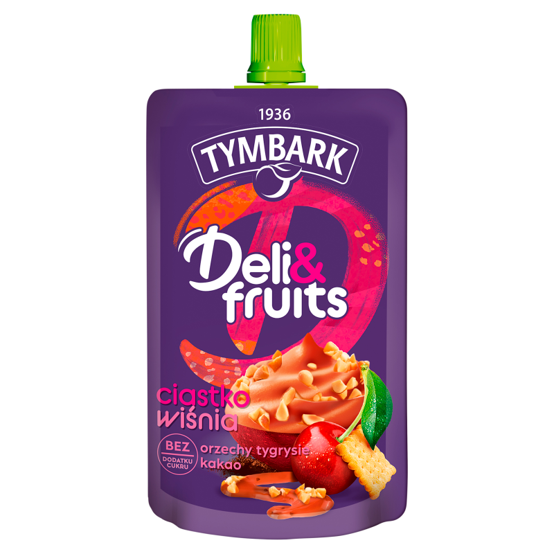TYMBARK Mus Deli&fruit ciastko wiśnia orzechy tygrysie kakao