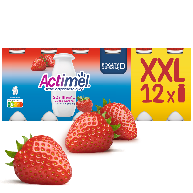 ACTIMEL Napój jogurtowy o smaku truskawkowym (12szt.)