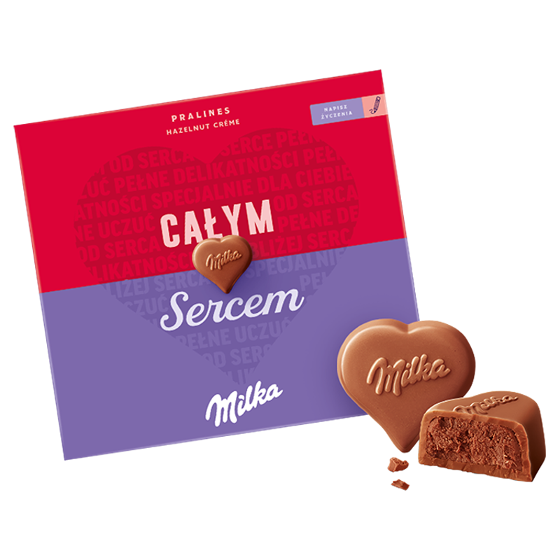 MILKA Praliny mleczne z nadzieniem z orzechów laskowych I LOVE MILKA frisco.pl