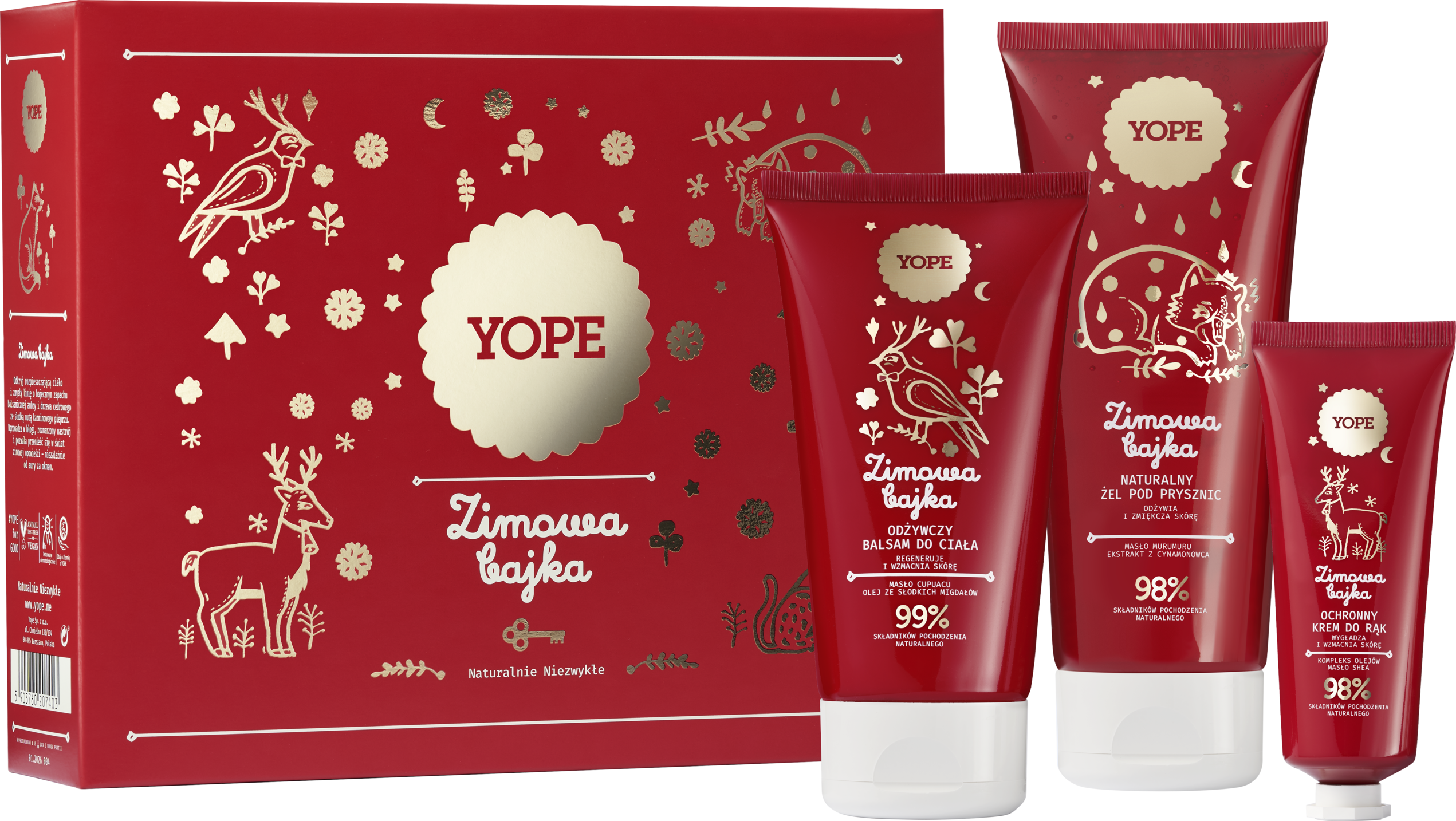 YOPE Zimowa Bajka Zestaw żel pod prysznic + balsam do ciała + krem do rąk