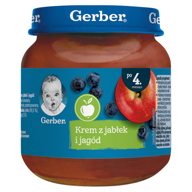 GERBER DESEREK Krem z jabłek i jagód dla niemowląt po 4 miesiącu