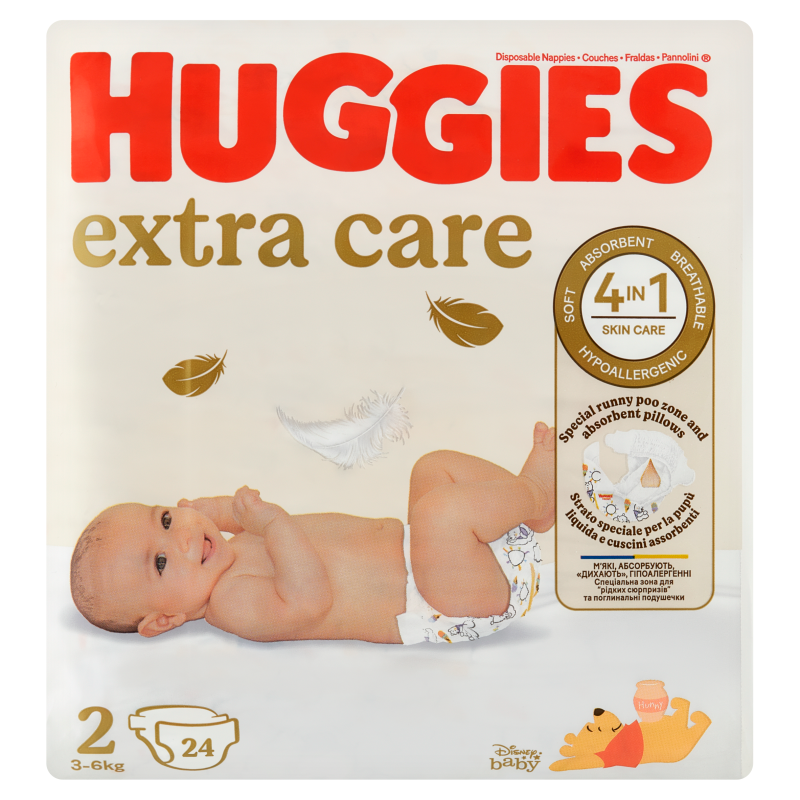 HUGGIES Extra Care Pieluchy rozmiar 2 (3-6kg) frisco.pl