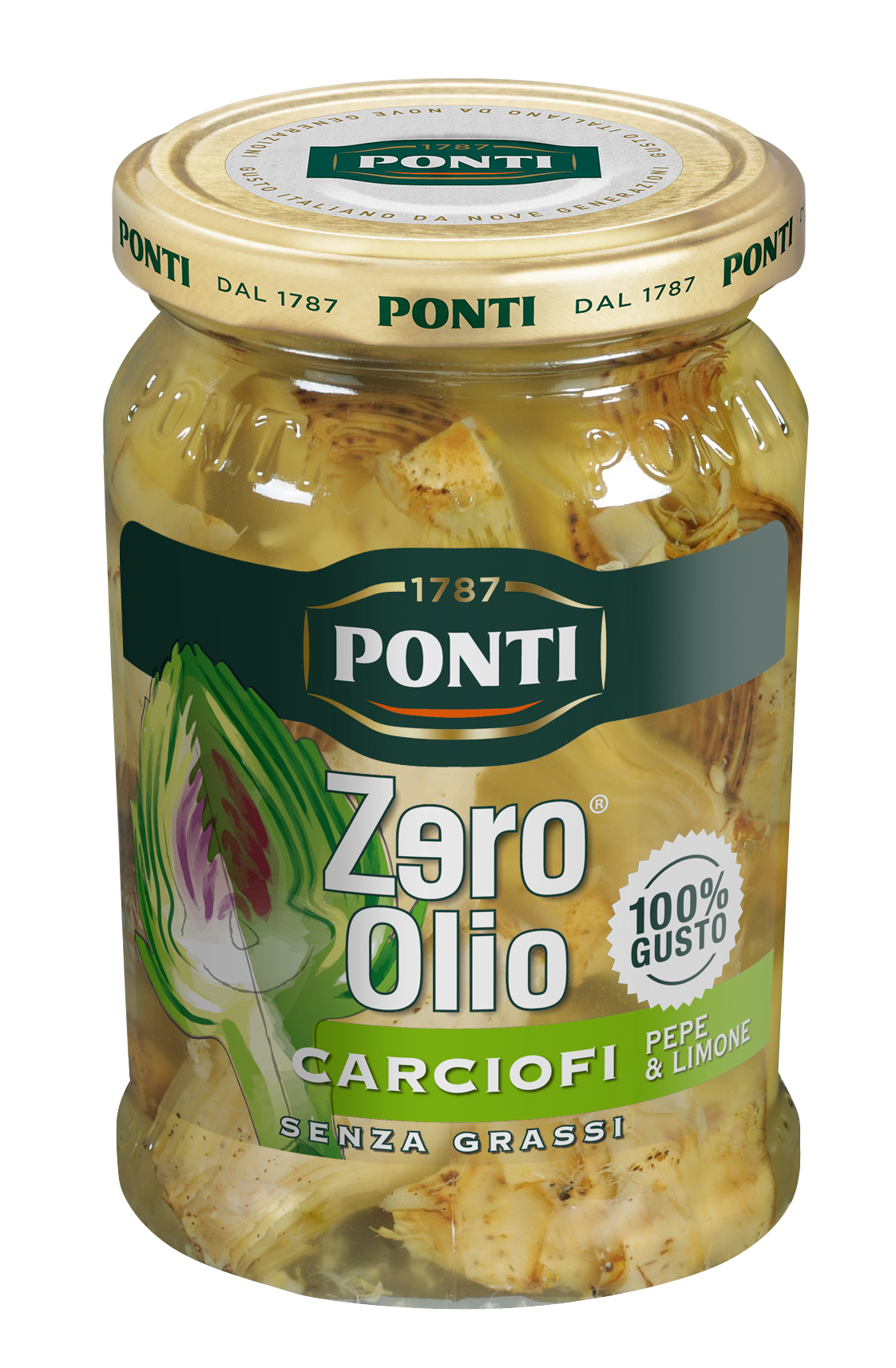 PONTI Karczochy z pieprzem i cytryną w zalewie Zero Olio