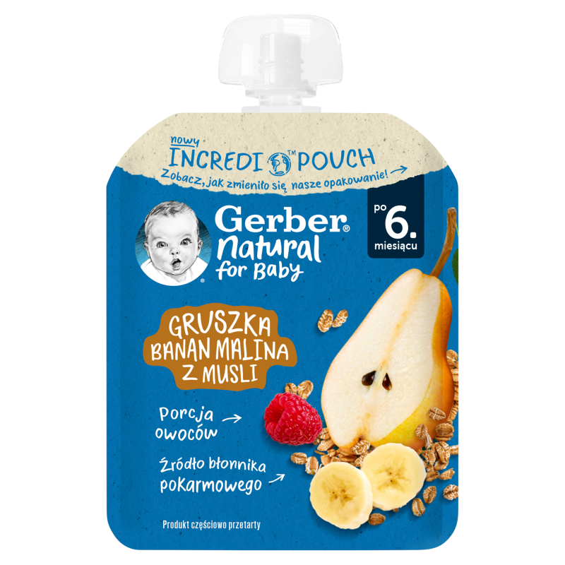 GERBER Deserek w tubce gruszka banan malina z musli dla niemowląt po 6 miesiącu frisco.pl