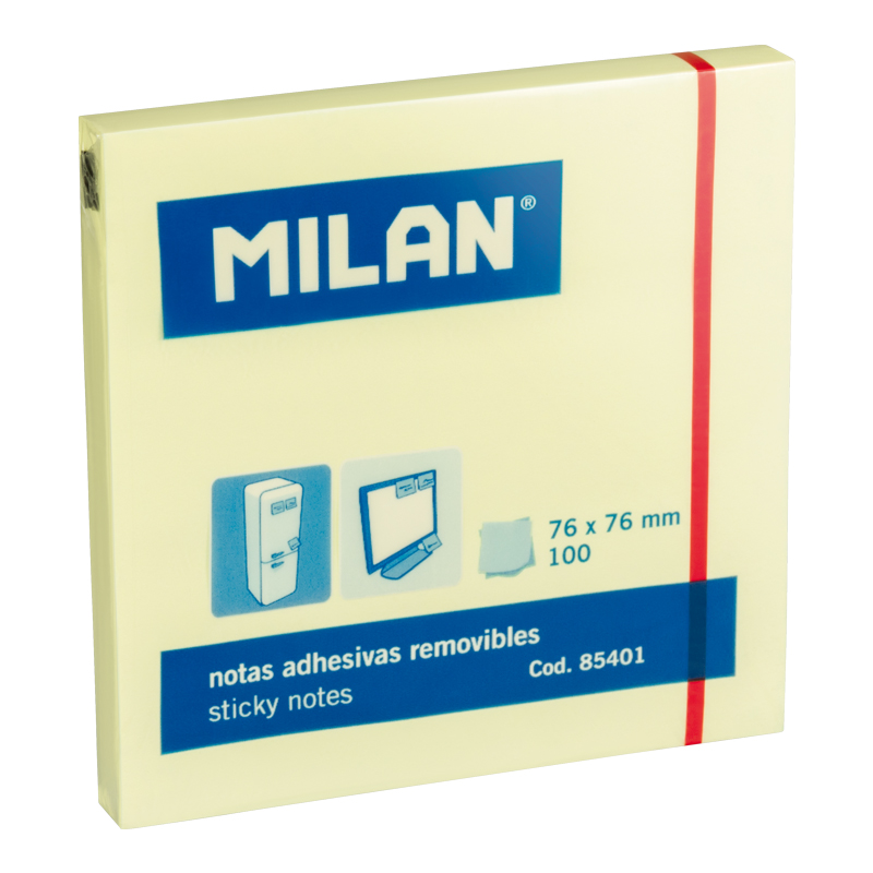 MILAN Karteczki samoprzylepne 76x76mm 100 kartek, żółte