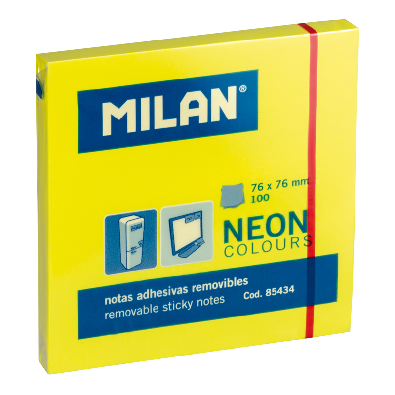 MILAN Karteczki samoprzylepne NEONOWE 76x76mm 100 kartek żółte