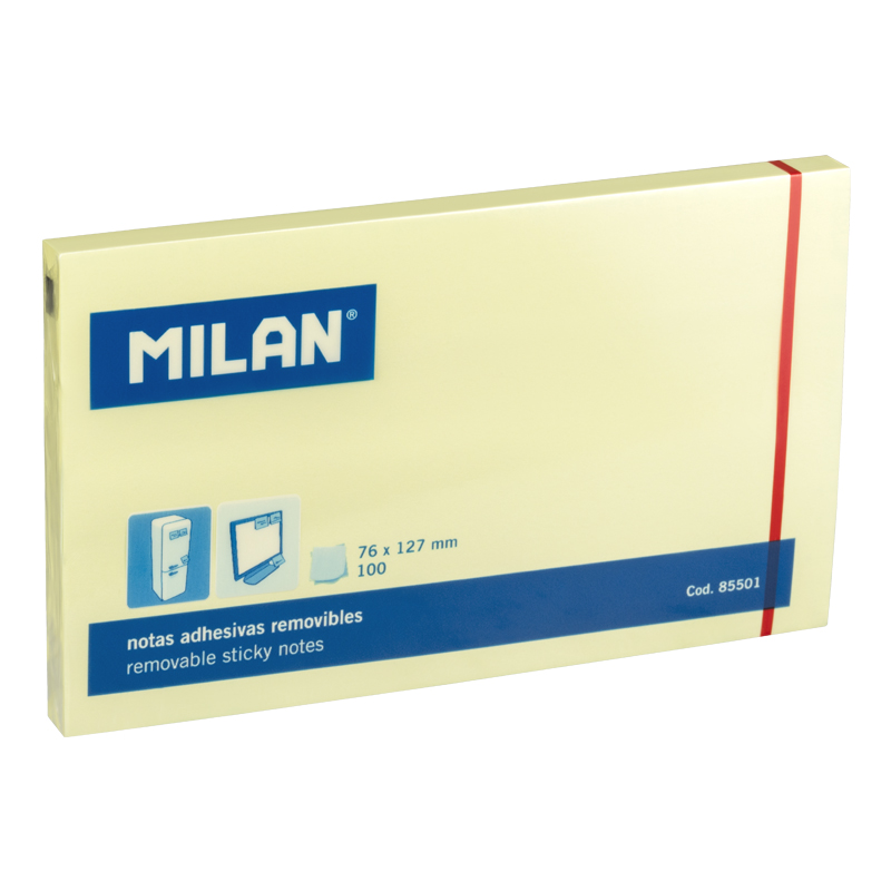 MILAN Karteczki samoprzylepne 127x76mm 100 kartek, żółte