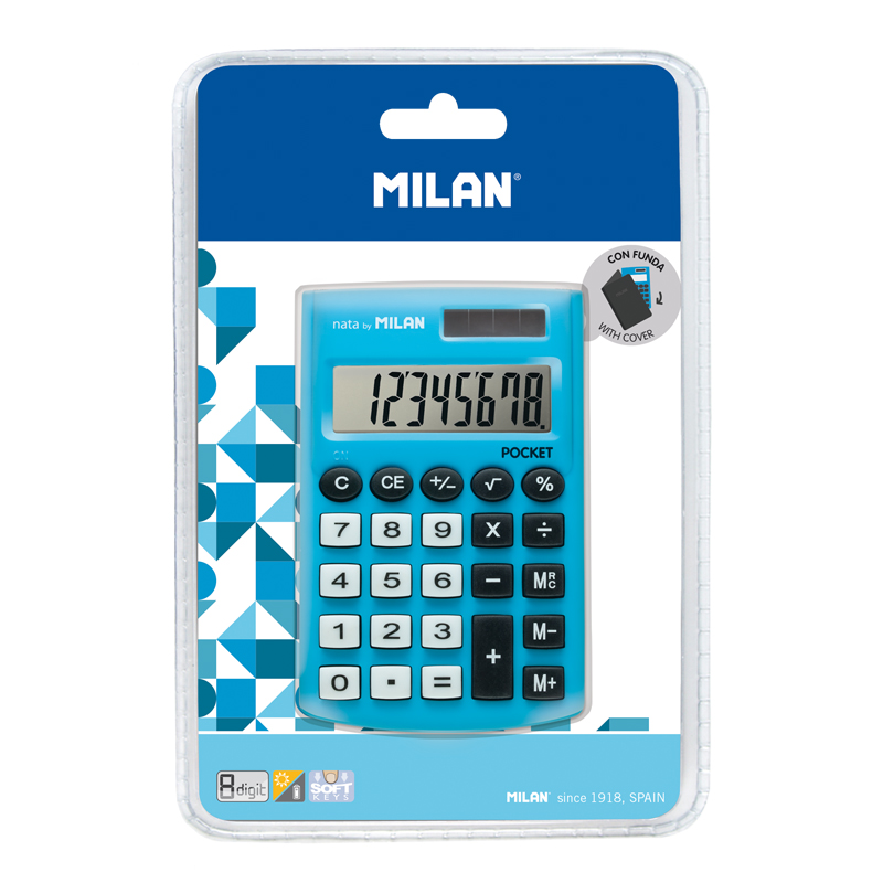MILAN Kalkulator kieszonkowy POCKET TOUCH 8 poz. niebieski
