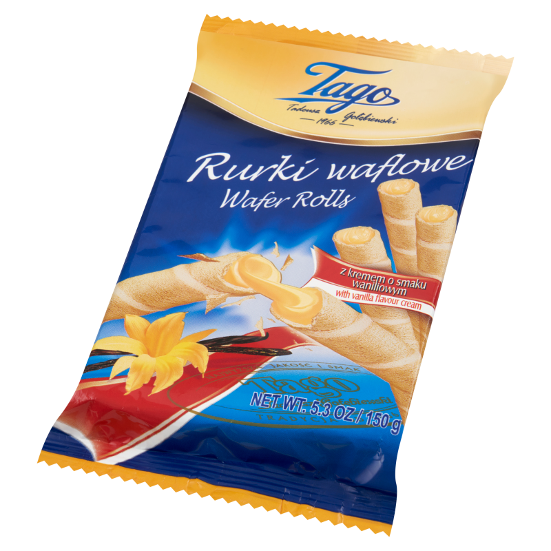 TAGO Rurki waflowe z kremem o smaku waniliowym