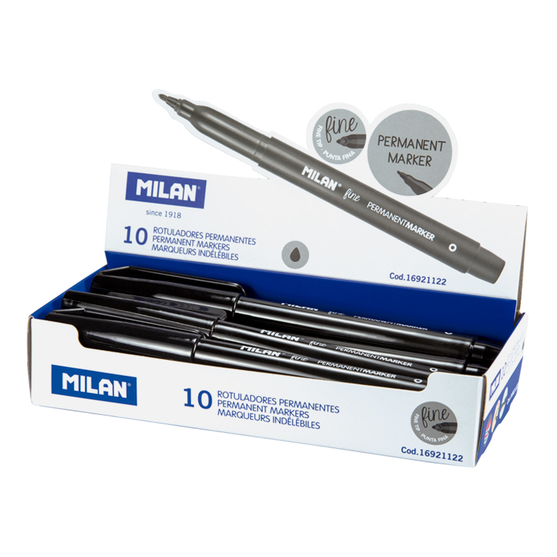 MILAN Markery CD kolor czarny, kartonik 10 szt.