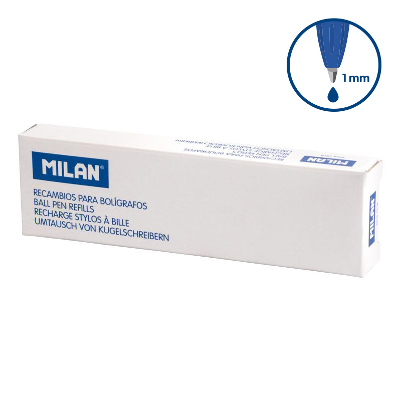 MILAN Wkłady do długopisu P1 niebieskie, kartonik 50 szt.