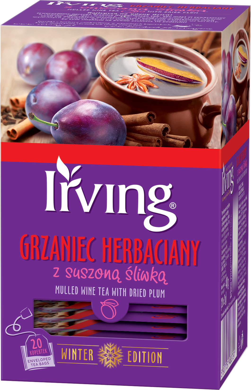 IRVING Grzaniec herbaciany z suszoną śliwką 20 torebek (saszetki)