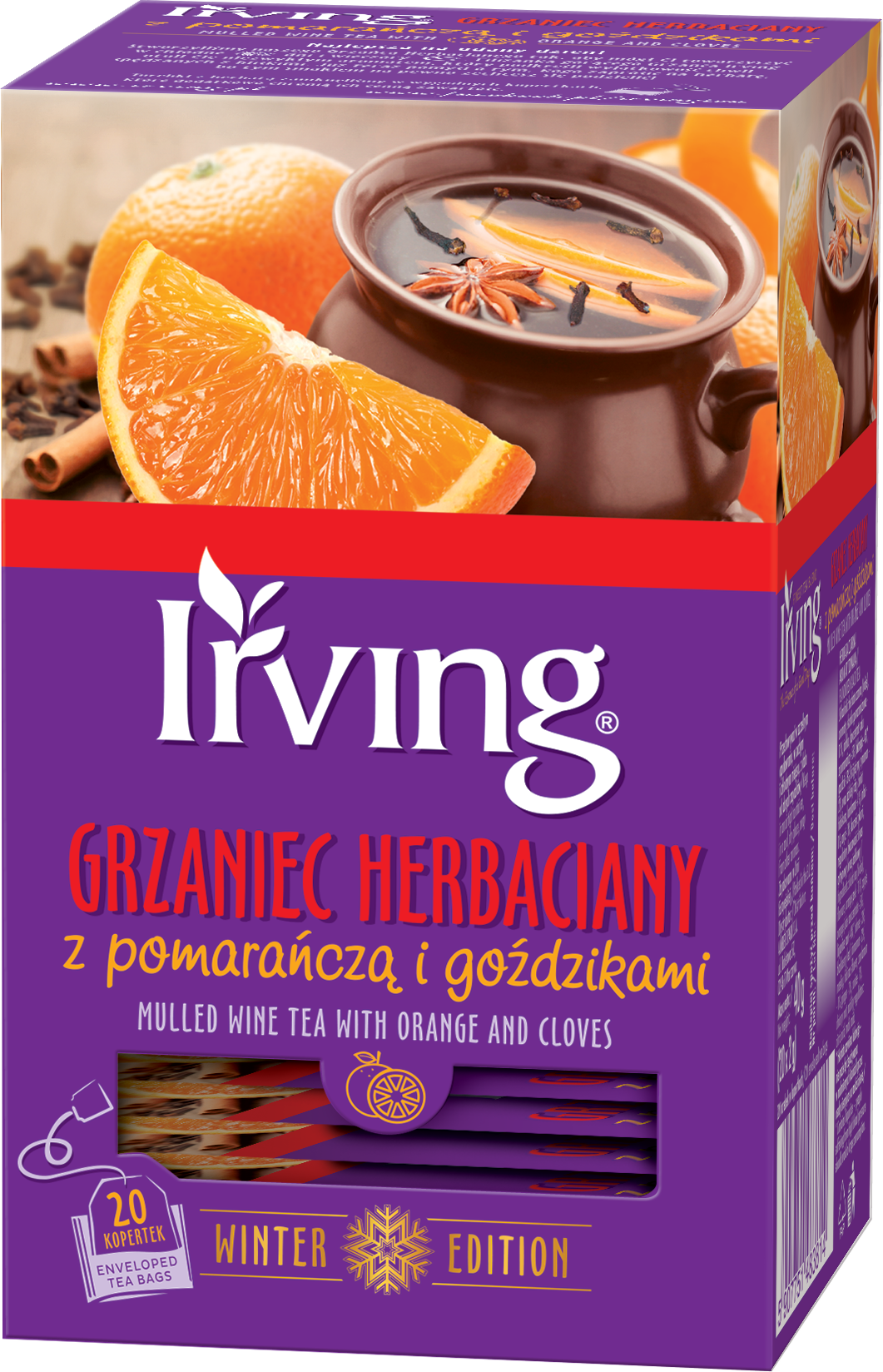 IRVING Grzaniec herbaciany z pomarańczą i goździkami 20 torebek (saszetki)