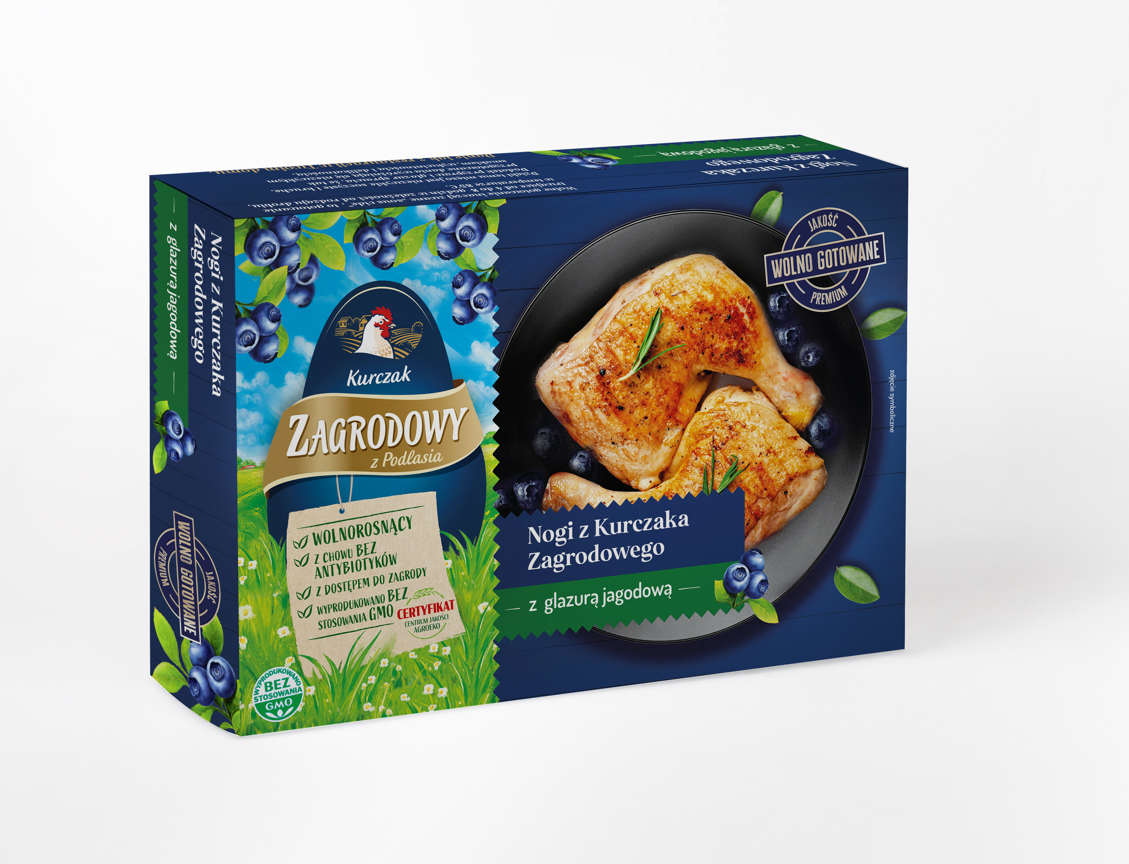 KURCZAK ZAGRODOWY Noga kurczaka zagrodowego wolno gotowana z glazurą jagodową
