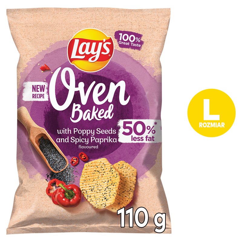 LAY'S Oven Baked Pieczone formowane chipsy ziemniaczane z makiem o smaku ostrej papryki frisco.pl
