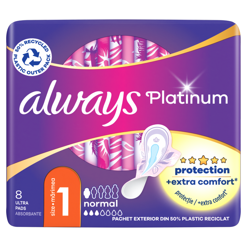ALWAYS PLATINUM Ultra Normal Plus Podpaski ze skrzydełkami x 8