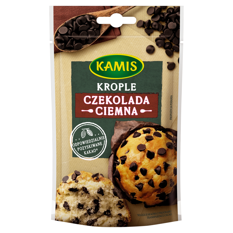 KAMIS Krople z czekolady ciemnej (dekoracyjne) frisco.pl