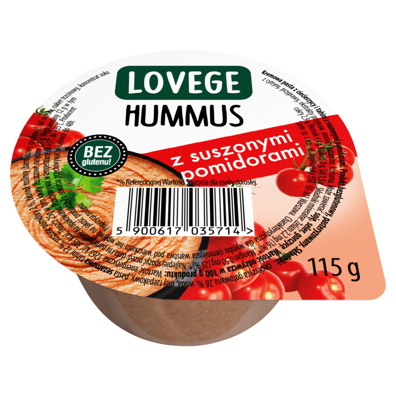 LOVEGE Hummus z suszonymi pomidorami bezglutenowy frisco.pl