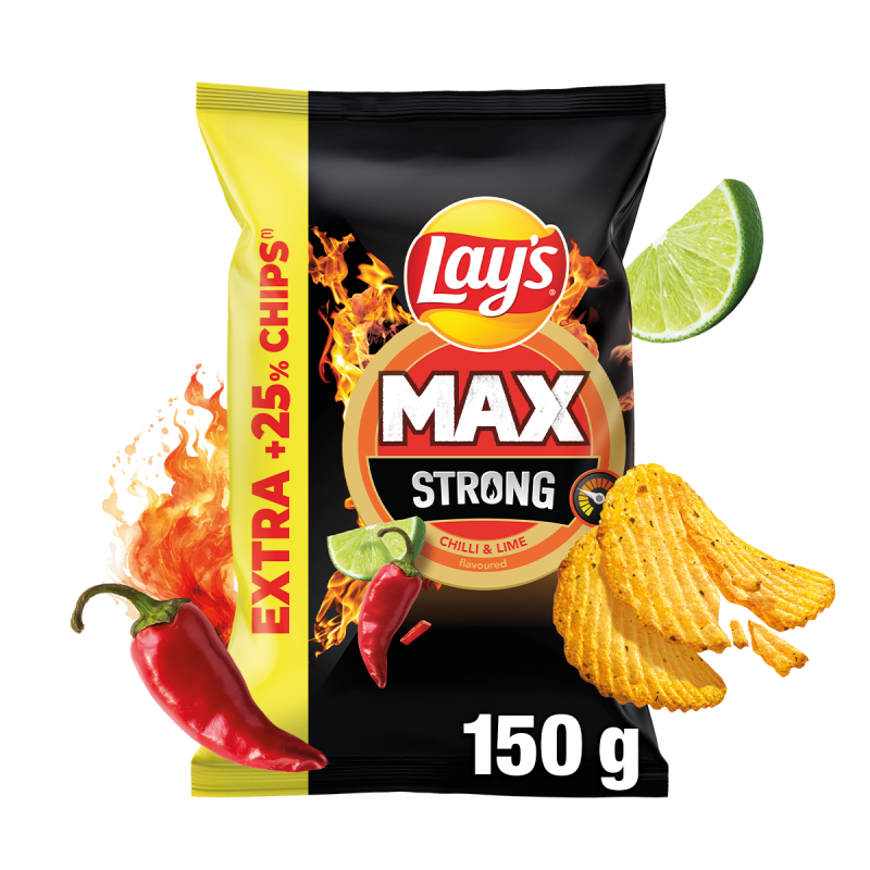 LAY'S MAX Strong Chipsy ziemniaczane karbowane o smaku ostrego chilli i limonki frisco.pl
