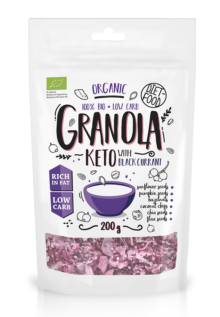 DIET FOOD Keto granola z czarną porzeczką BIO