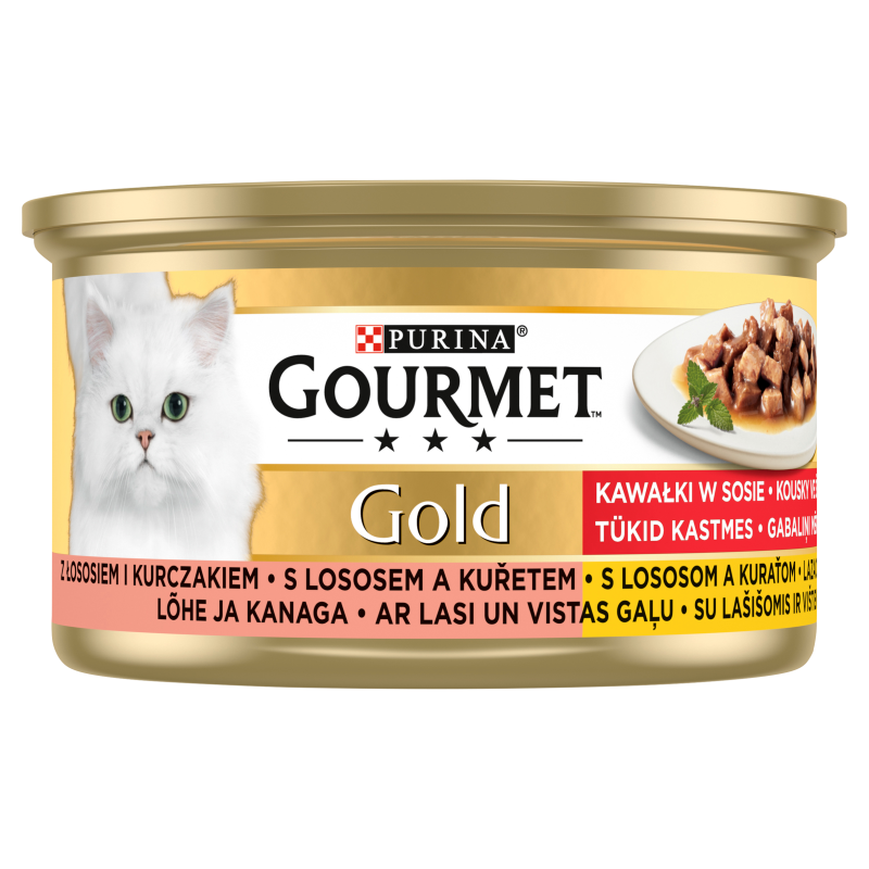 GOURMET Gold Pokarm dla kotów - łosoś i kurczak w sosie (puszka) frisco.pl
