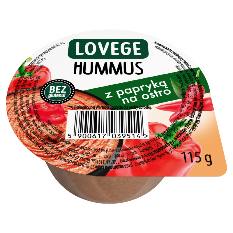 LOVEGE Hummus z papryką na ostro bezglutenowy