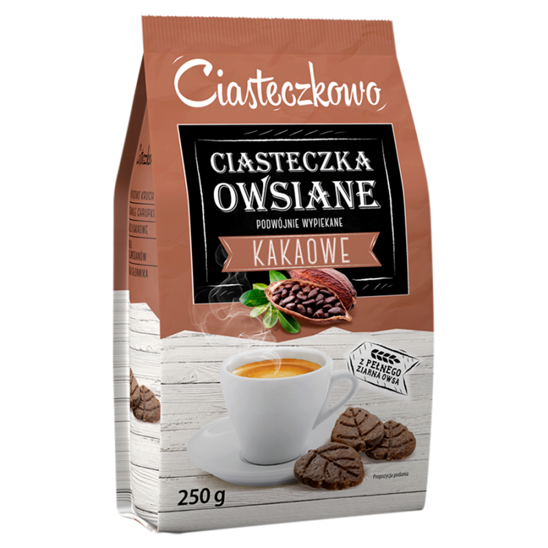 CIASTECZKOWO Ciasteczka Listeczki Owsiane Kakaowe
