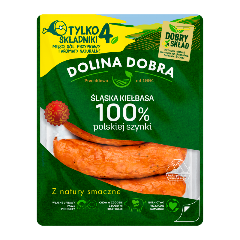 DOLINA DOBRA Śląska kiełbasa 100% z polskiej szynki
